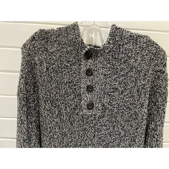 Cabin fever sweater Knit Button Hoodie Black & White red XL - Picture 2 of 10